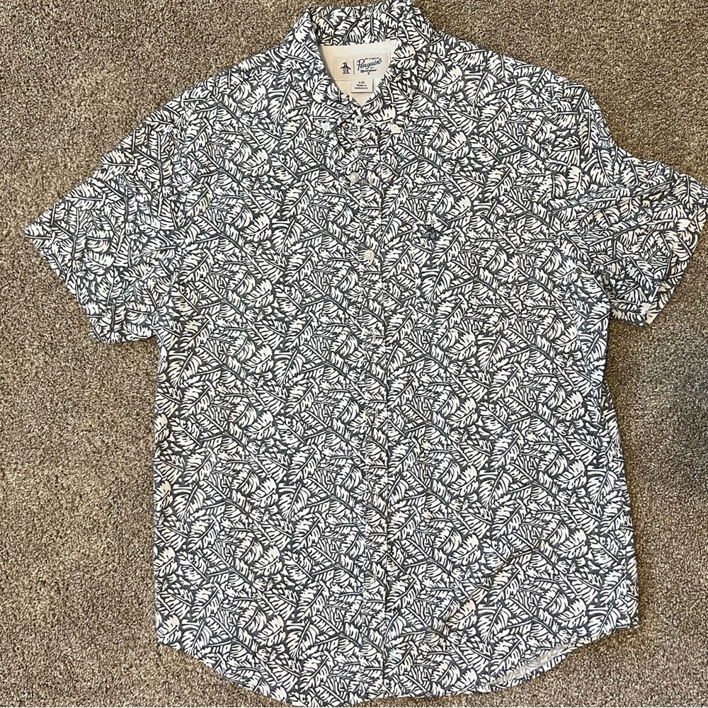 Original Penguin Hawaiian Print Button Down, Large